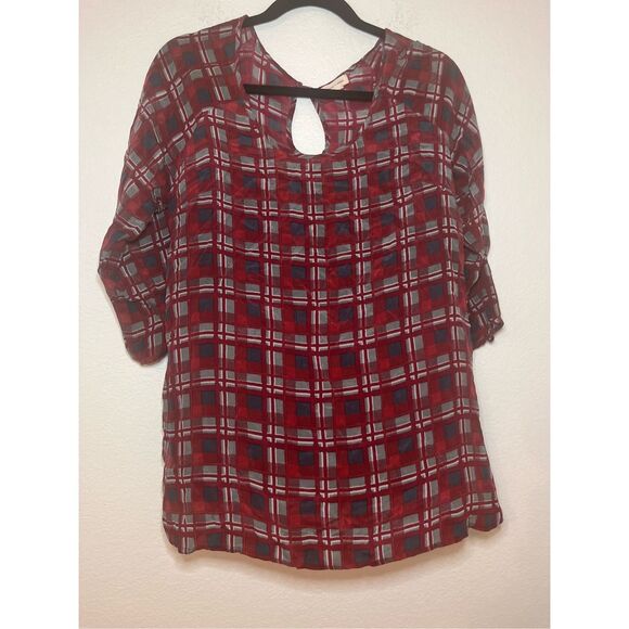 Silence + Noise Silk Plaid Blouse - Anthropologie - Picture 1 of 4